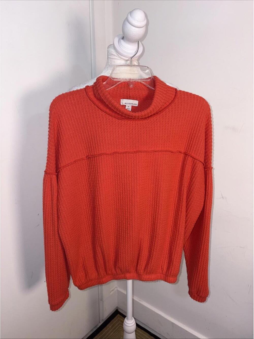 Allison Joy Sweater Small‎ Coral Pink Long Sleeve Mock Neck Evereve Womens